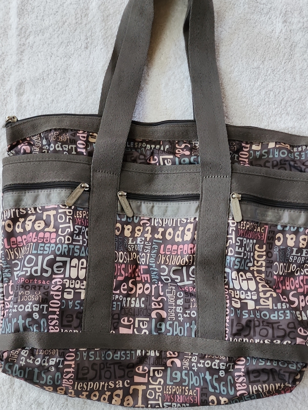 Lesportsac Women's Charcoal Pastel Multi-Logo Tote Preowned